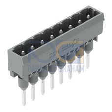 Male connector for rail-mount terminal blocks, 1.2 x 1.2 mm pins, straight, gray