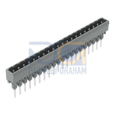 Male connector for rail-mount terminal blocks, 1.2 x 1.2 mm pins, straight, gray