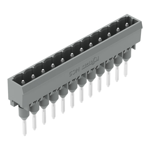 Male connector for rail-mount terminal blocks, 1.2 x 1.2 mm pins, straight, gray