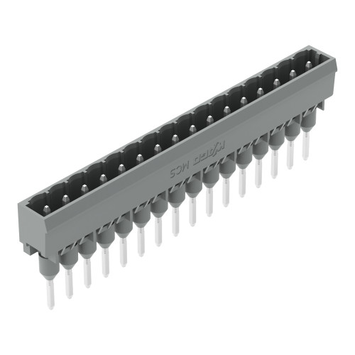 Male connector for rail-mount terminal blocks, 1.2 x 1.2 mm pins, straight, gray