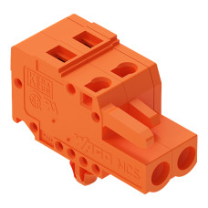 Female Connector, With Snap-In Mounting Foot 3-Pole Orange