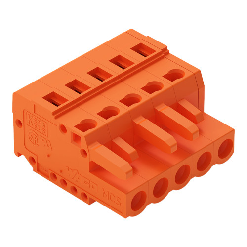 1-conductor female connector, CAGE CLAMP, 2.5 mm, Pin spacing 5.08 mm, 5-pole, 2, 50 mm, orange