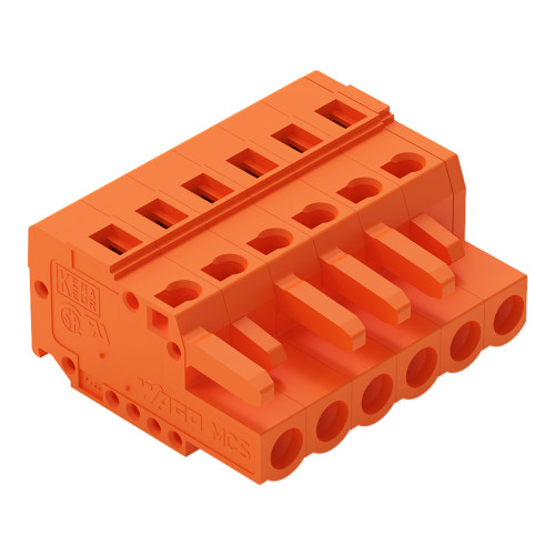 1-conductor female connector, CAGE CLAMP, 2.5 mm, Pin spacing 5.08 mm, 6-pole, 2, 50 mm, orange