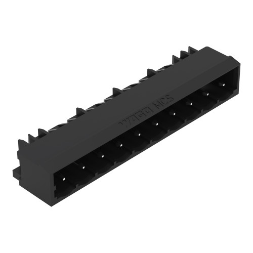 THR male header, 1.0 x 1.0 mm solder pin, angled, black