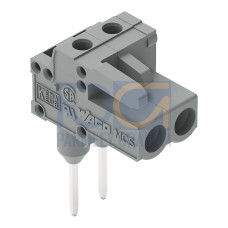 Female connector for rail-mount terminal blocks, 0.6 x 1 mm pins, angled, gray
