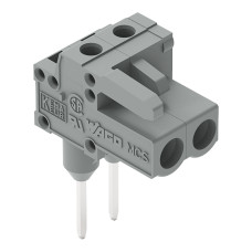 Female connector for rail-mount terminal blocks, 0.6 x 1 mm pins, angled, gray
