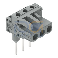 Female connector for rail-mount terminal blocks, 0.6 x 1 mm pins, angled, gray