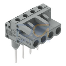Female connector for rail-mount terminal blocks, 0.6 x 1 mm pins, angled, gray