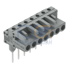 Female connector for rail-mount terminal blocks, 0.6 x 1 mm pins, angled, gray