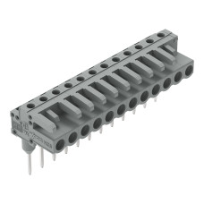 Female connector for rail-mount terminal blocks, 0.6 x 1 mm pins, angled, gray