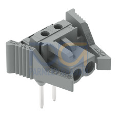 Female connector for rail-mount terminal blocks, 0.6 x 1 mm pins, angled, gray