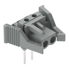 Female connector for rail-mount terminal blocks, 0.6 x 1 mm pins, angled, gray