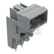 THT male header for double-deck assembly, 1.0 x 1.0 mm solder pin, angled, gray