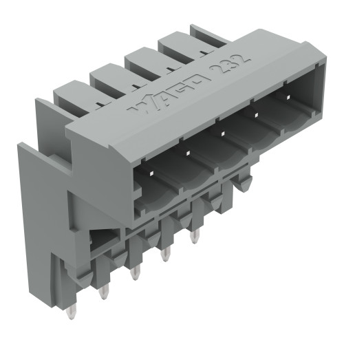 THT male header for double-deck assembly, 1.0 x 1.0 mm solder pin, angled, gray