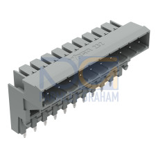 THT male header for double-deck assembly, 1.0 x 1.0 mm solder pin, angled, gray