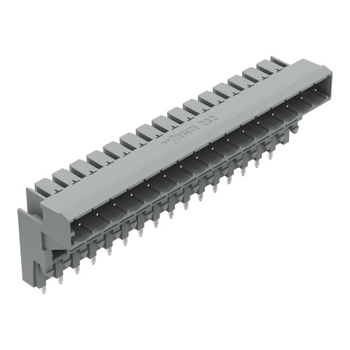 THT male header for double-deck assembly, 1.0 x 1.0 mm solder pin, angled, gray