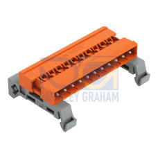 Double pin header, DIN-35 rail mounting, 11-pole, orange