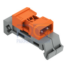 Double pin header, DIN-35 rail mounting, 2-pole, orange