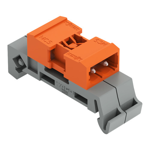 Double pin header, DIN-35 rail mounting, 2-pole, orange