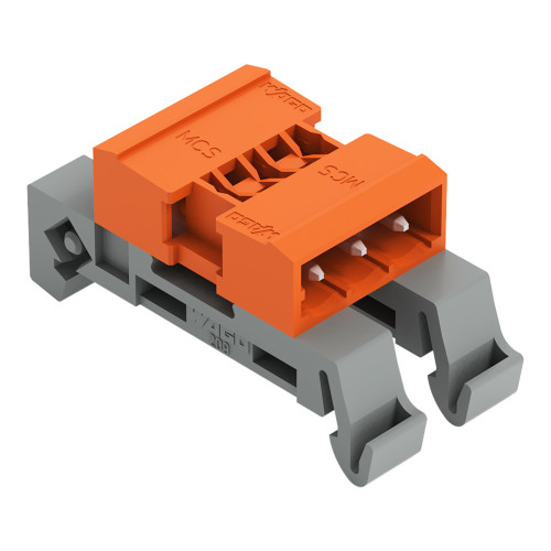 Double pin header, DIN-35 rail mounting, 3-pole, orange