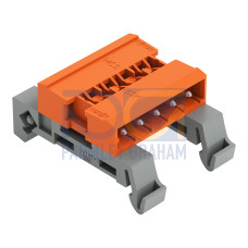 Double pin header, DIN-35 rail mounting, 5-pole, orange