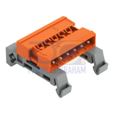 Double pin header, DIN-35 rail mounting, 6-pole, orange