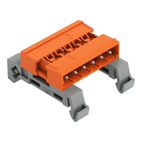 Double pin header, DIN-35 rail mounting, 6-pole, orange