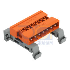 Double pin header, DIN-35 rail mounting, 7-pole, orange