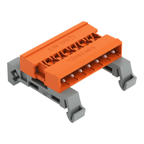 Double pin header, DIN-35 rail mounting, 7-pole, orange