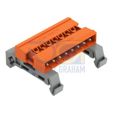 Double pin header, DIN-35 rail mounting, 8-pole, orange