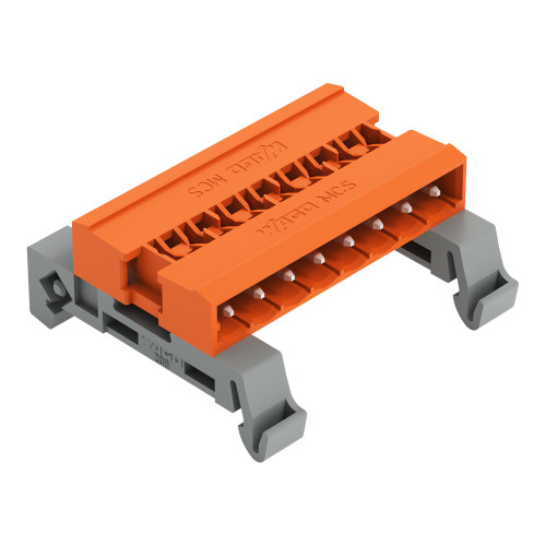 Double pin header, DIN-35 rail mounting, 8-pole, orange