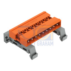 Double pin header, DIN-35 rail mounting, 9-pole, orange