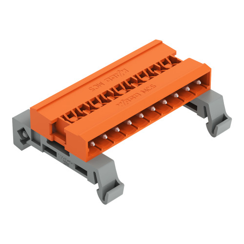 Double pin header, DIN-35 rail mounting, 10-pole, orange