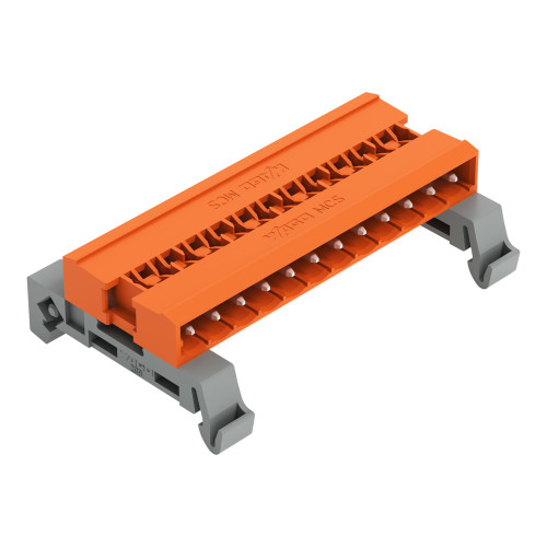 Double pin header, DIN-35 rail mounting, 12-pole, orange
