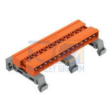 Double pin header, DIN-35 rail mounting, 14-pole, orange
