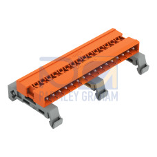 Double pin header, DIN-35 rail mounting, 16-pole, orange