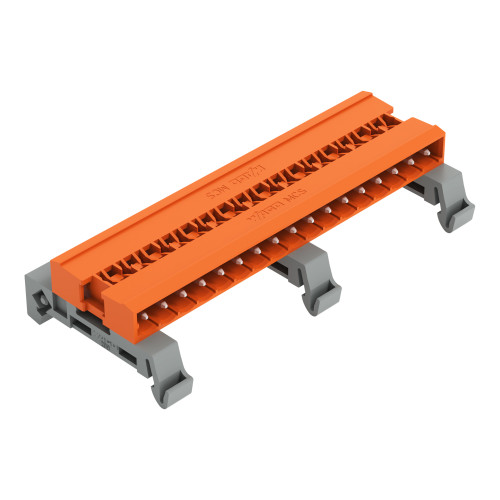 Double pin header, DIN-35 rail mounting, 17-pole, orange