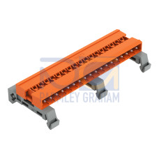 Double pin header, DIN-35 rail mounting, 18-pole, orange
