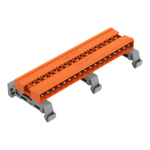 Double pin header, DIN-35 rail mounting, 18-pole, orange