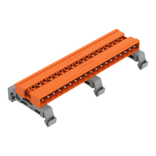 Double pin header, DIN-35 rail mounting, 19-pole, orange