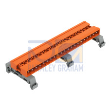 Double pin header, DIN-35 rail mounting, 21-pole, orange