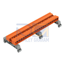 Double pin header, DIN-35 rail mounting, 22-pole, orange