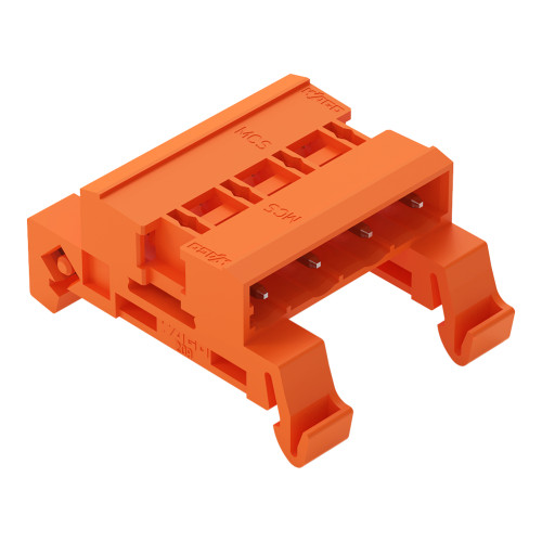 Double pin header, DIN-35 rail mounting, 4-pole, orange