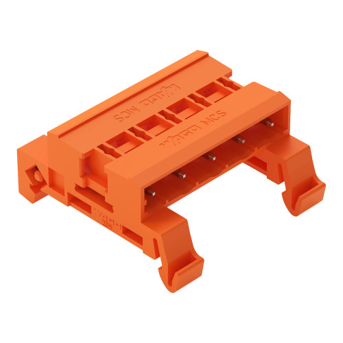 Double pin header, DIN-35 rail mounting, 5-pole, orange