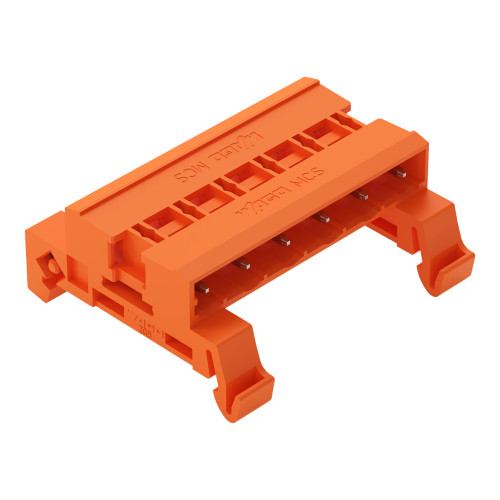Double pin header, DIN-35 rail mounting, 6-pole, orange