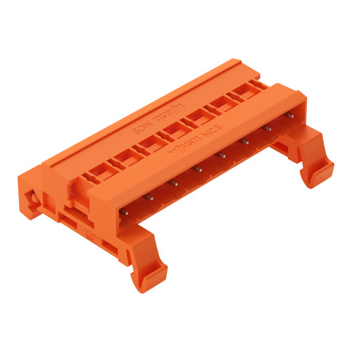 Double pin header, DIN-35 rail mounting, 8-pole, orange
