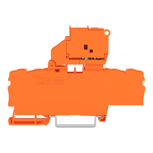4-conductor fuse terminal block, with pivoting fuse holder, with end plate, orange
