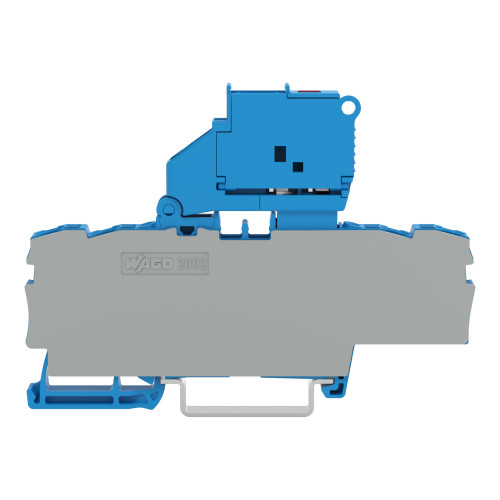 4-conductor fuse terminal block, with pivoting fuse holder, with end plate, blue