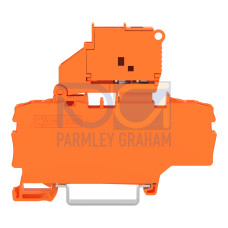 2-conductor fuse terminal block, with pivoting fuse holder, with additional jumper position, orange