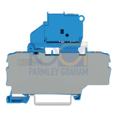 2-conductor fuse terminal block, with pivoting fuse holder, with additional jumper position, blue